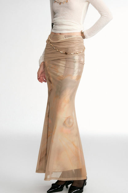 Multi-level Stretch Fishtail Long Skirt