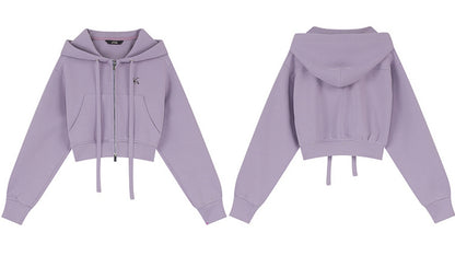 Hooded Cropped Sweatshir Coat