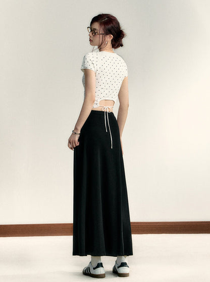 Polka Dot Tie-Back Crop Top