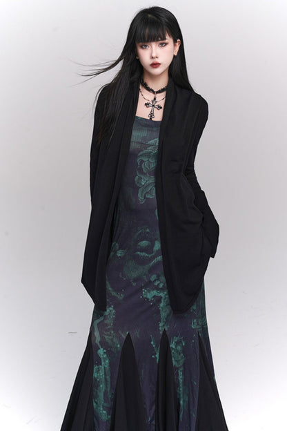 Ghost Girl's new Chinese women's clothing is super good-looking, green suspender dress, and high-end fishtail skirt in early autumn