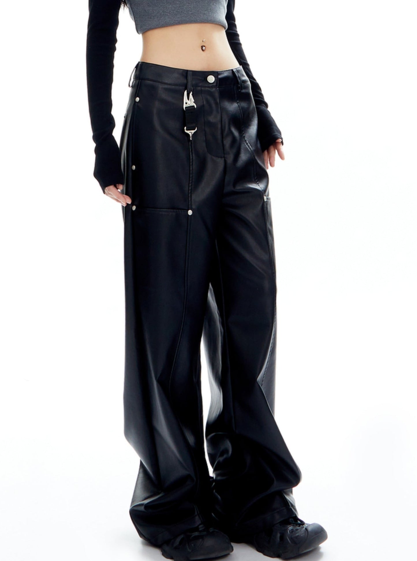 American Retro Straight Leg Leather Pants