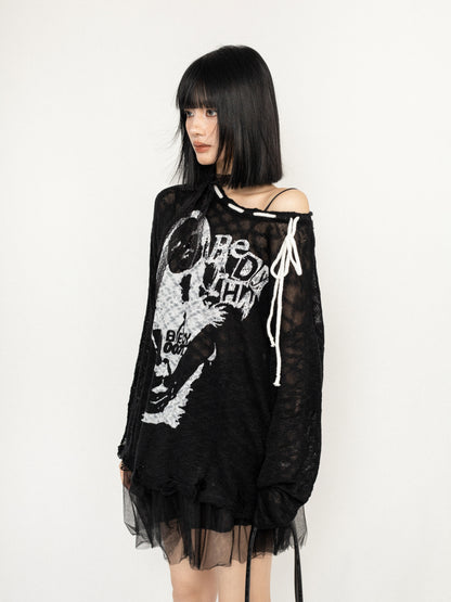 Cool Design Cut-Out Knit Top