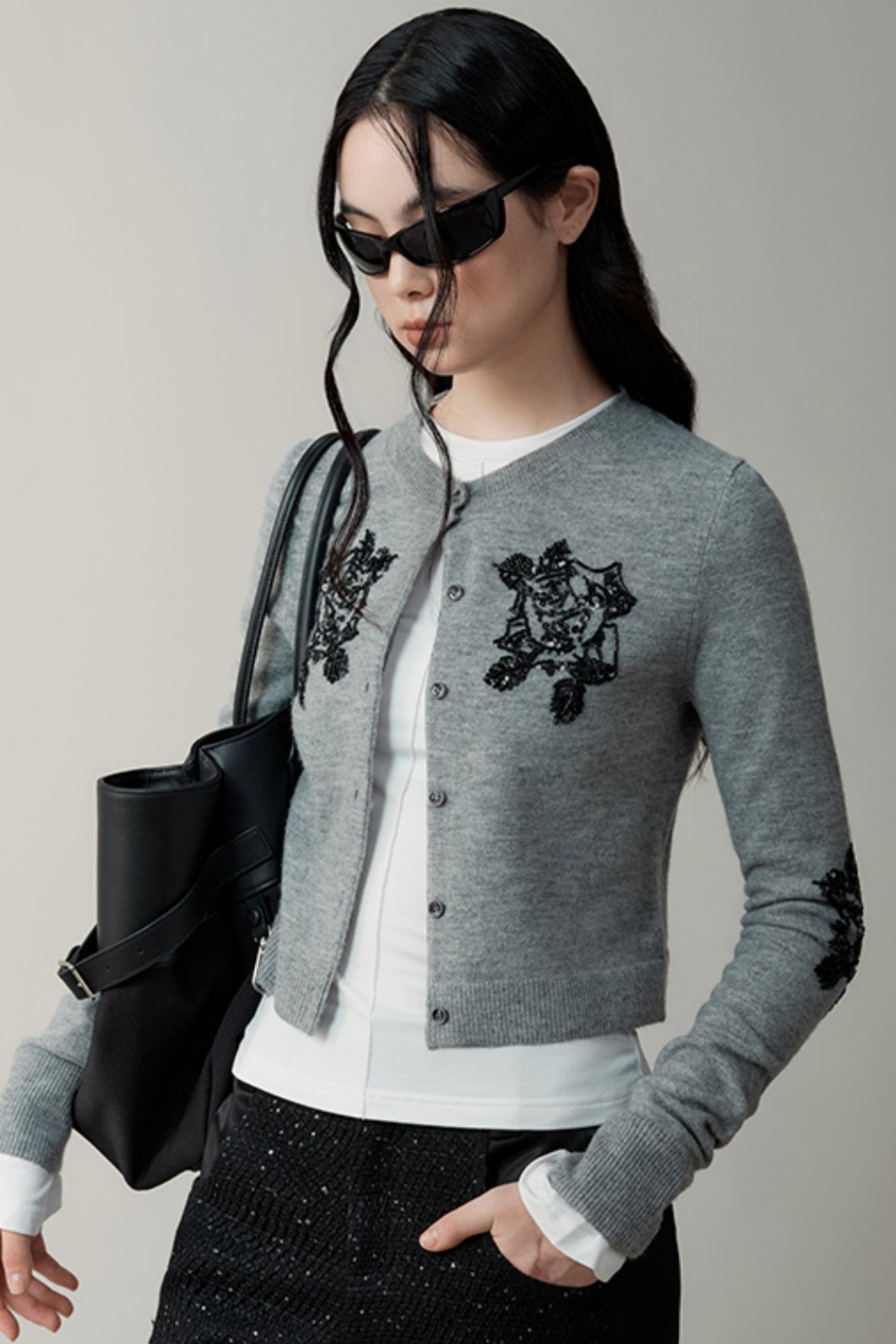 Heavy Embroidery Crew Neck Sweater