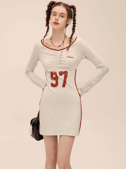 Retro Slotted Neck Sporty Dress