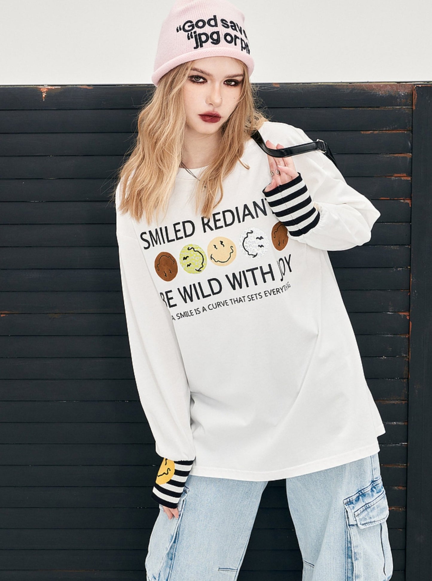 Smiley Face Long Sleeve Tee Top