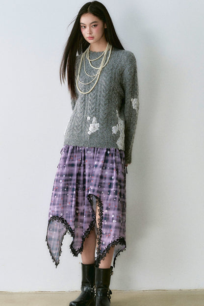 Lace Panel Pullover Sweater