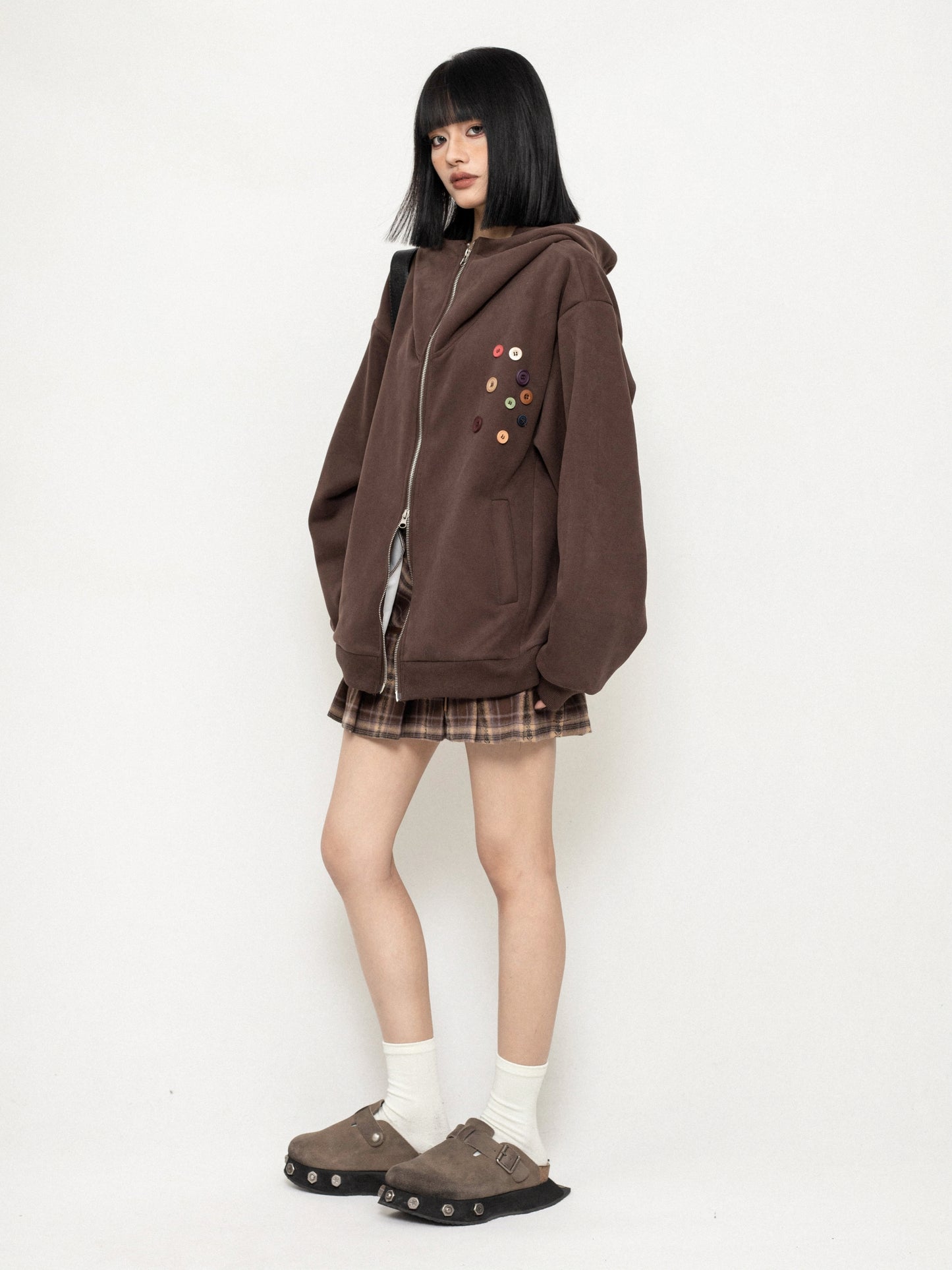 American Retro Design Hooded Sweatshirt Coat