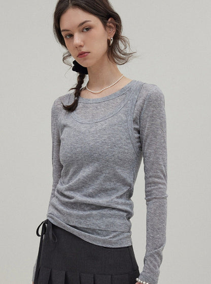 round neck slim top