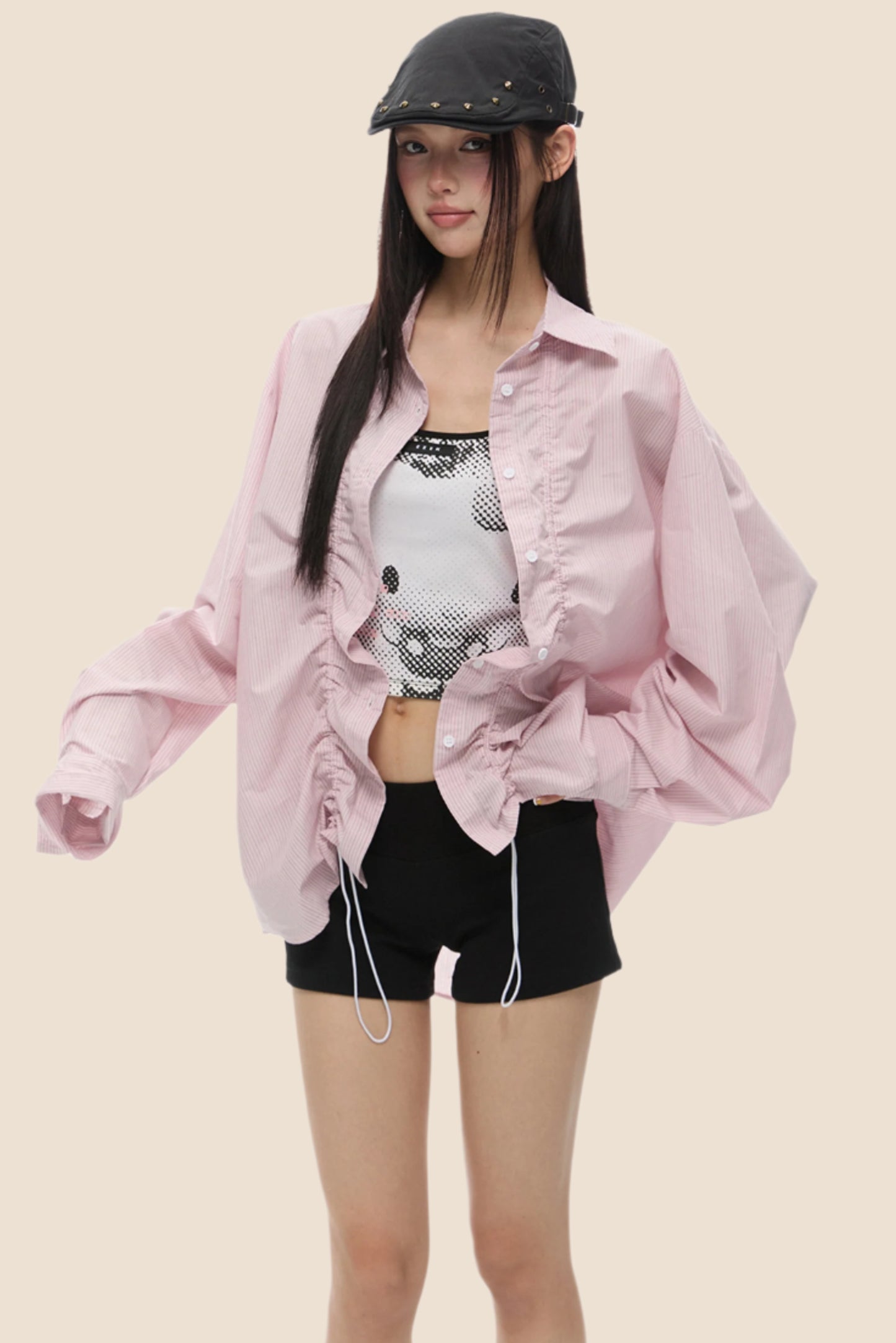 Loose Fit Gathered Shoulder Shirt