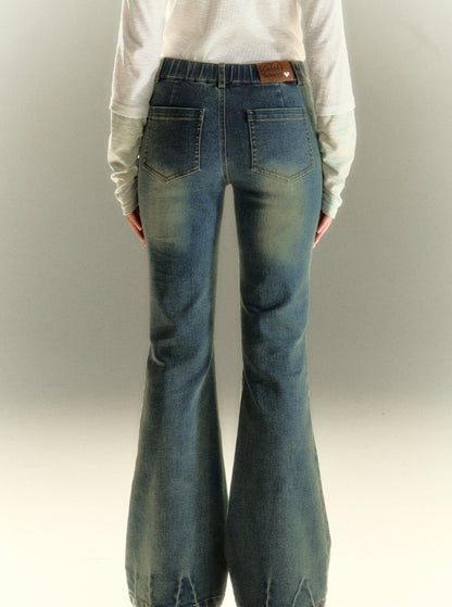 American Vintage Print Flared Jeans