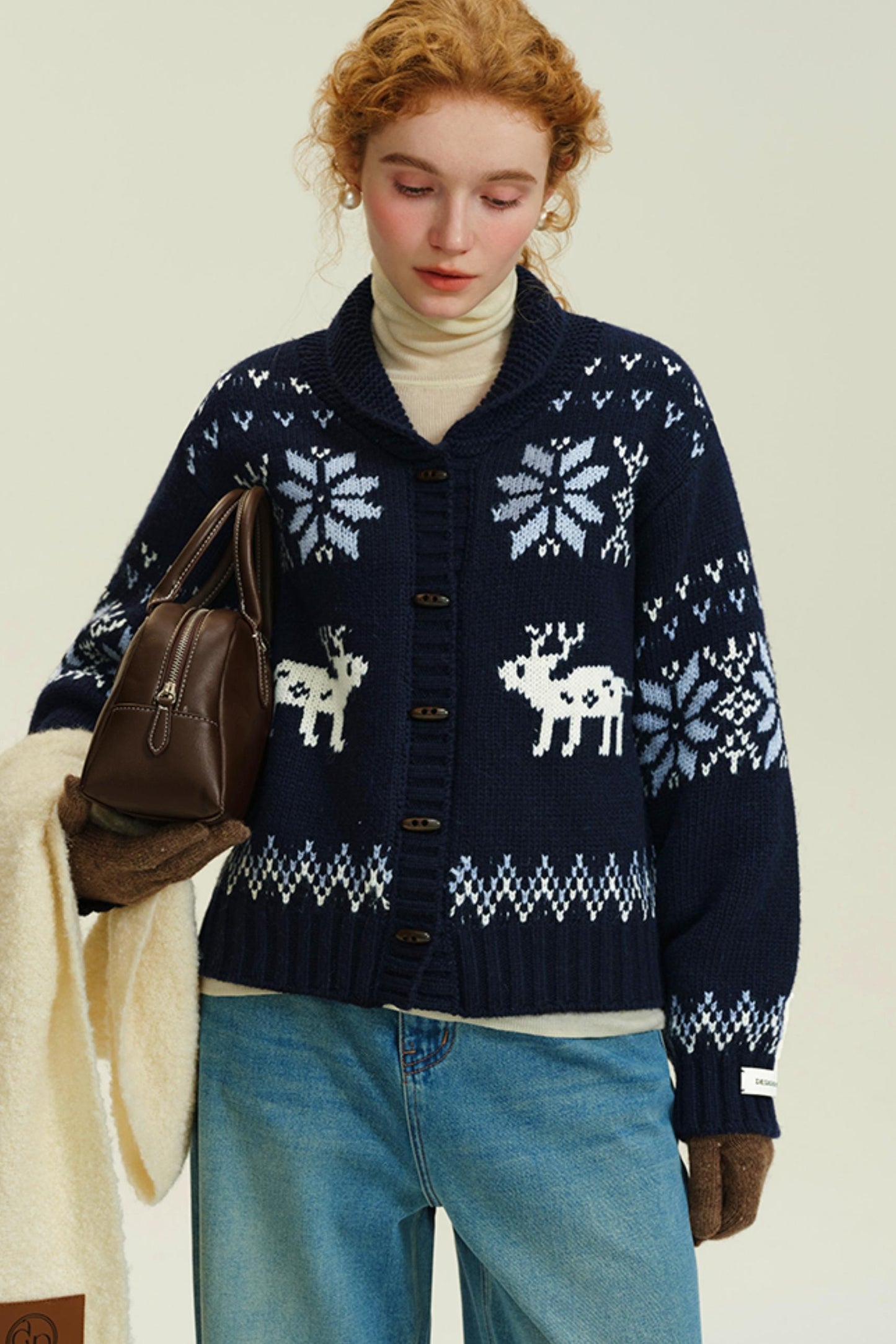 Snowflake Deer Wool Cardigan