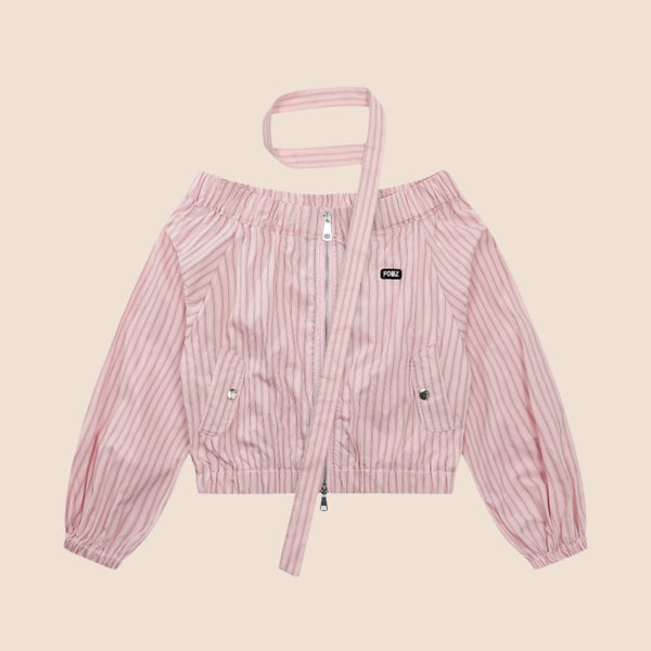 Off Shoulder Zip Shirt