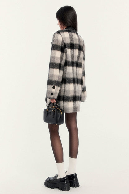 VERSATILE RETRO CHECK TWEED COAT