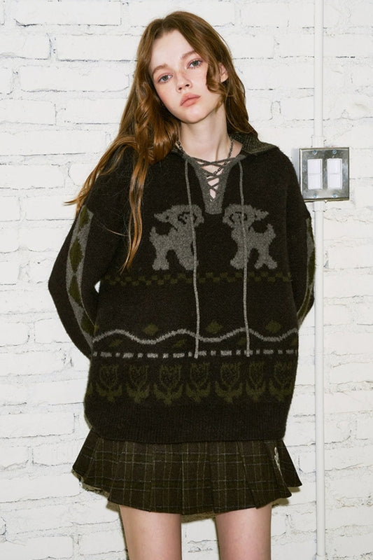 Pullover Hooded Knit Sweater