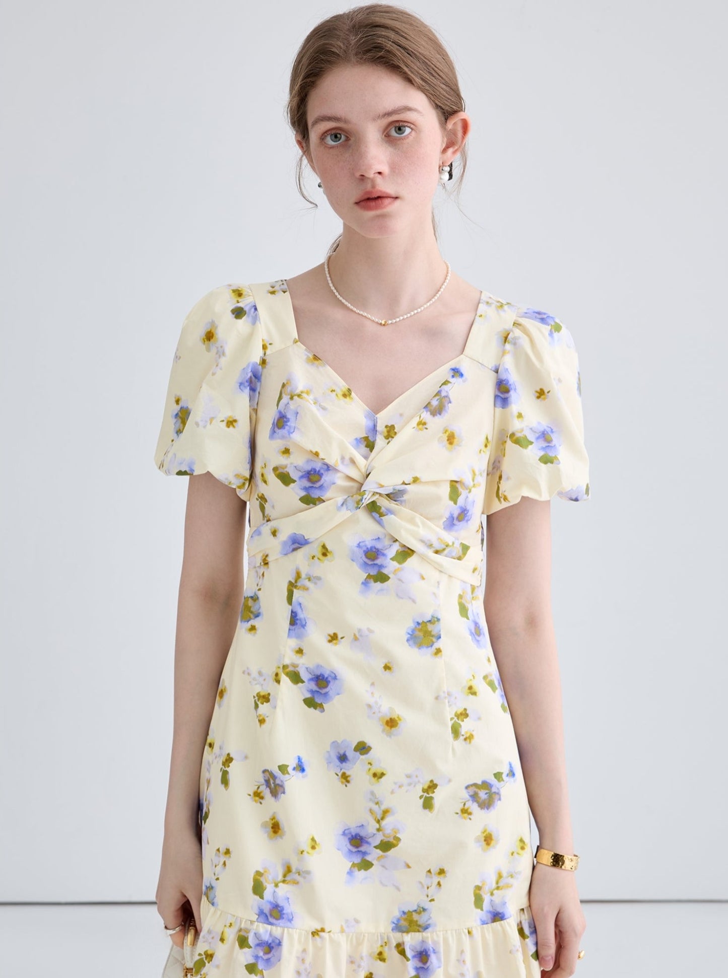 Vintage Floral Apricot Dress