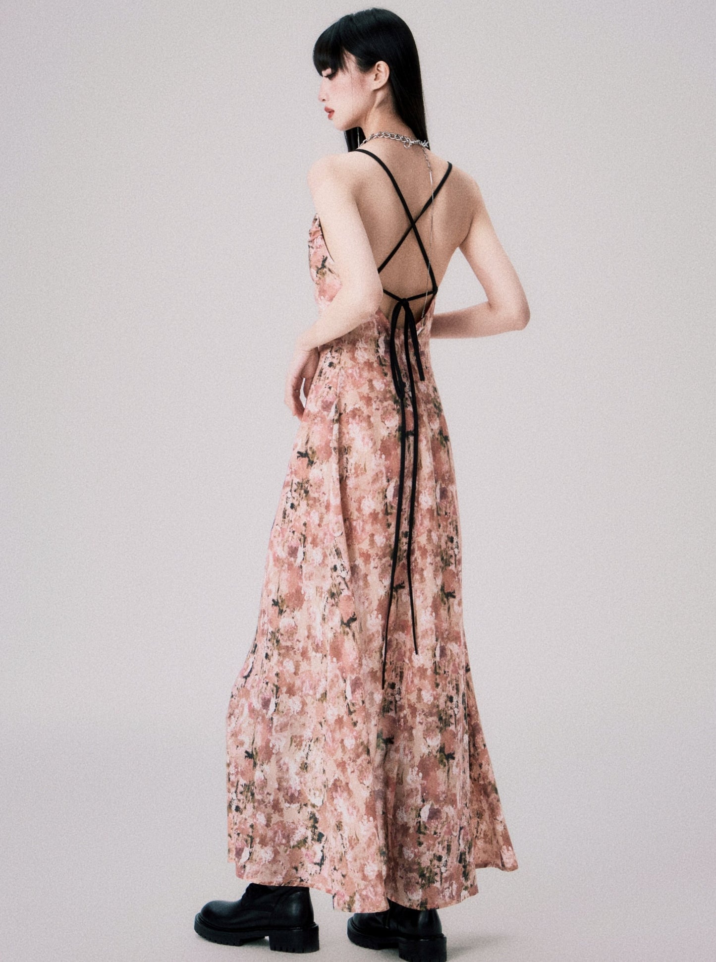 Apricot Pink Floral Swing Dress