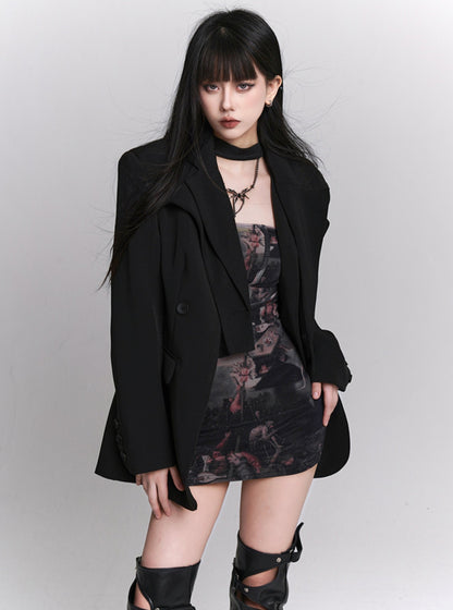 High-End Niche Black Blazer Coat