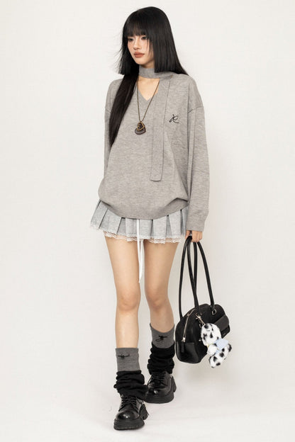 Gray Wool Knit Sweater