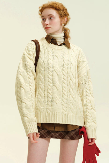 Twisted Cable Thick Knit Sweater 