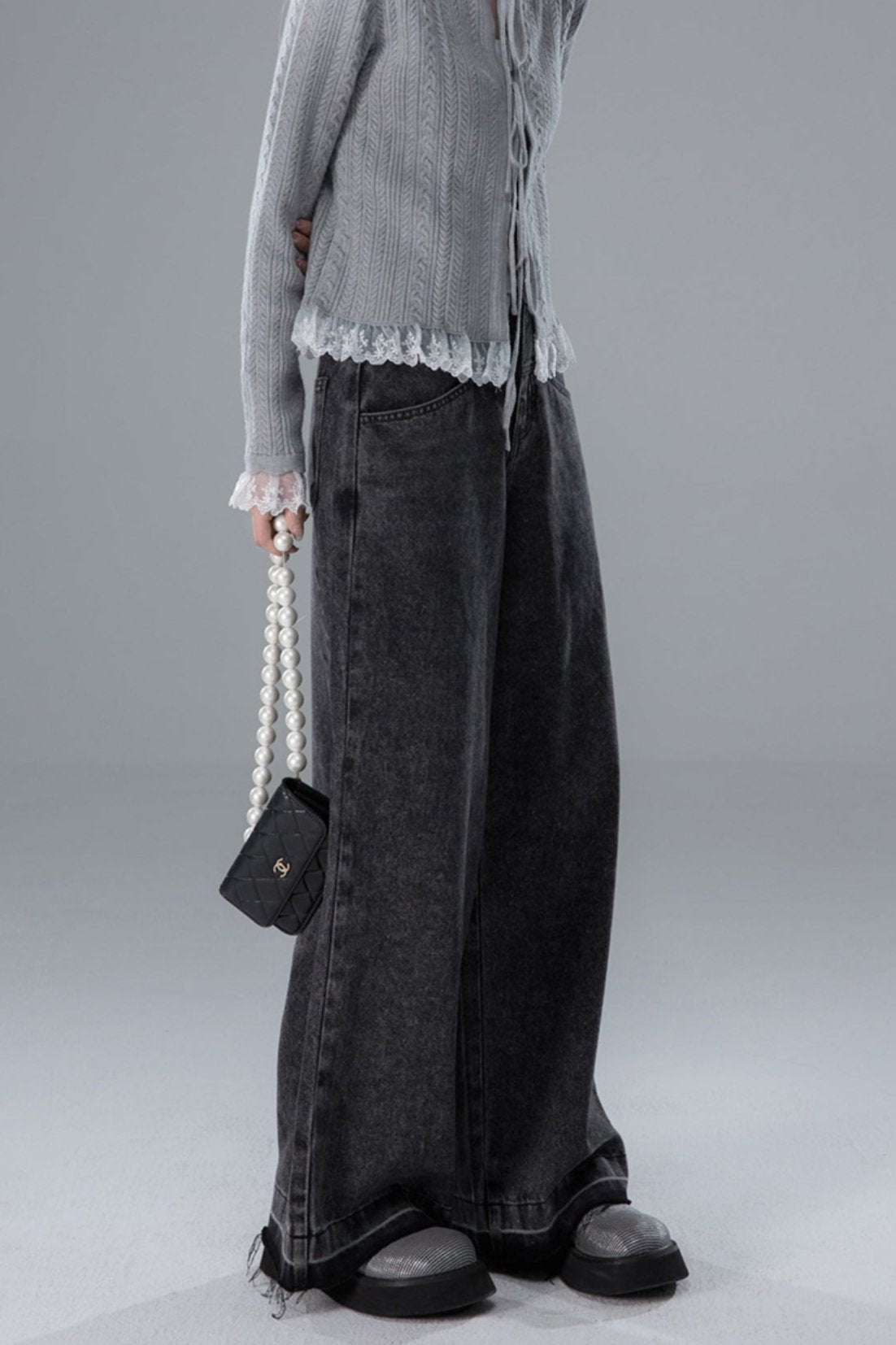 Dark Cloud Wavy Wide-Leg Jeans