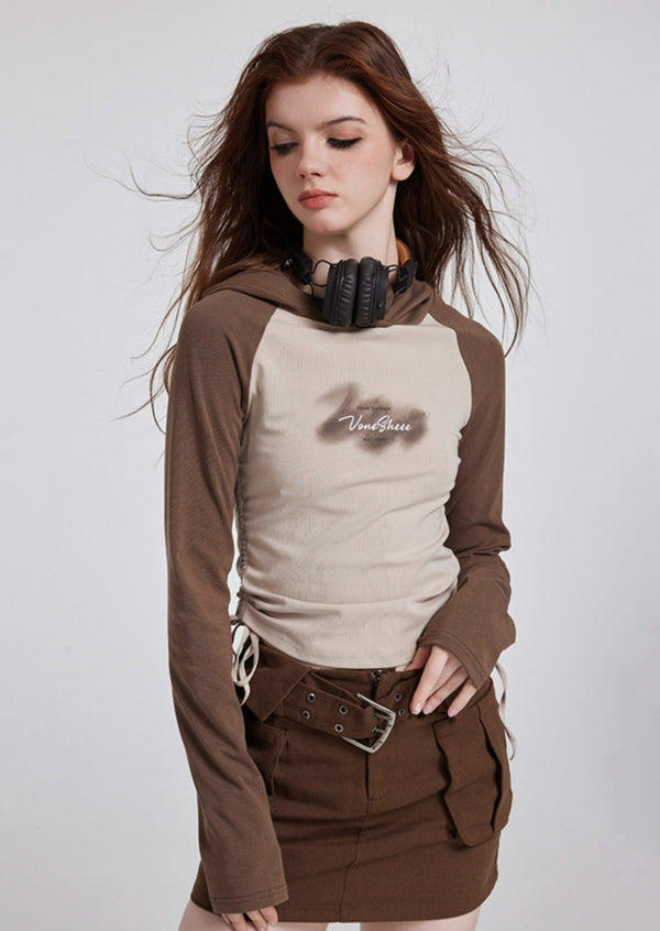 American Style Print Hooded Top