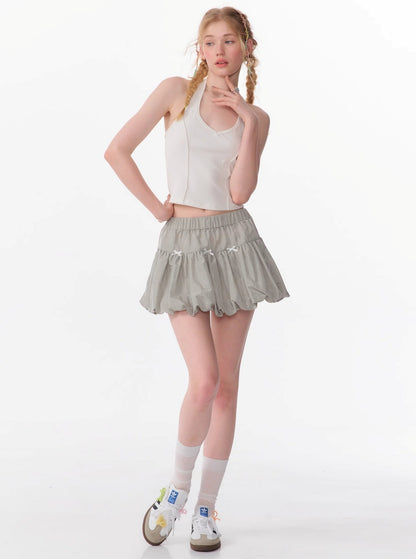 Gray Elastic Waist Skirt