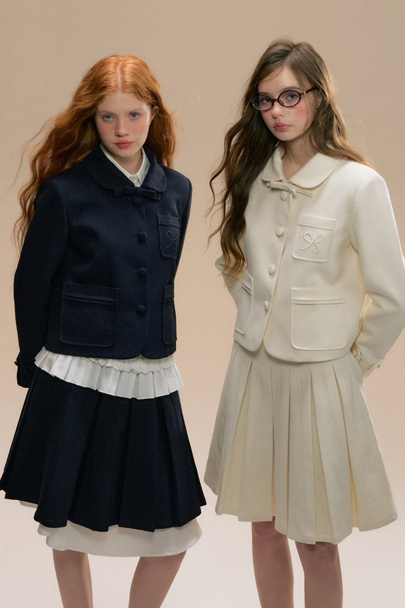 Navy Youth College Tweed Girl Set-Up