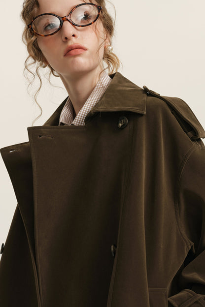 Two-Tone PU Lapel Velvet Jacket