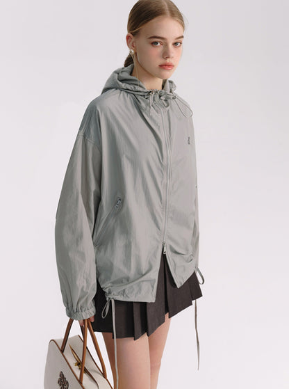 Gray Hooded Sunscreen Jacket