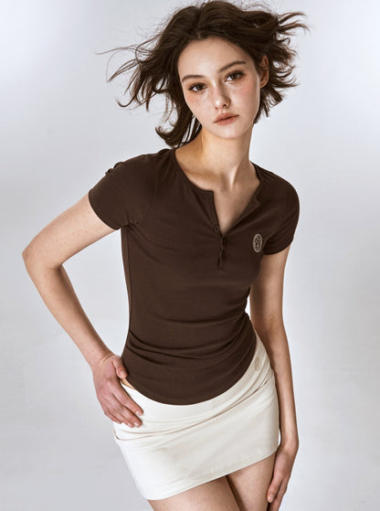 Basic Shoulder Round Neck T-Shirt