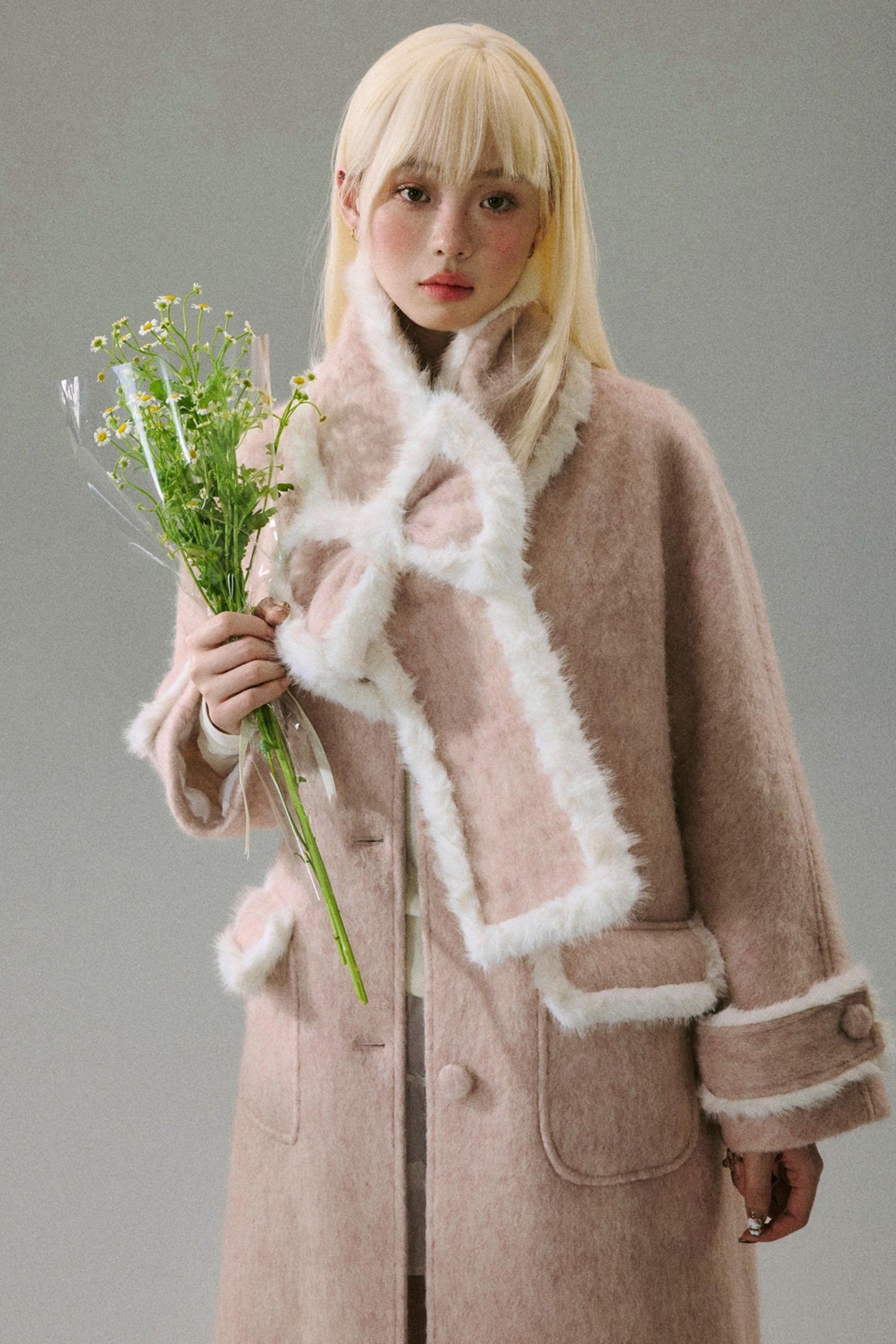 Cherry Blossom Tweed Long Coat