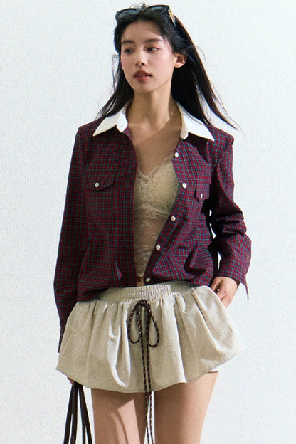 Scottish Check Red Button-Down Shirt