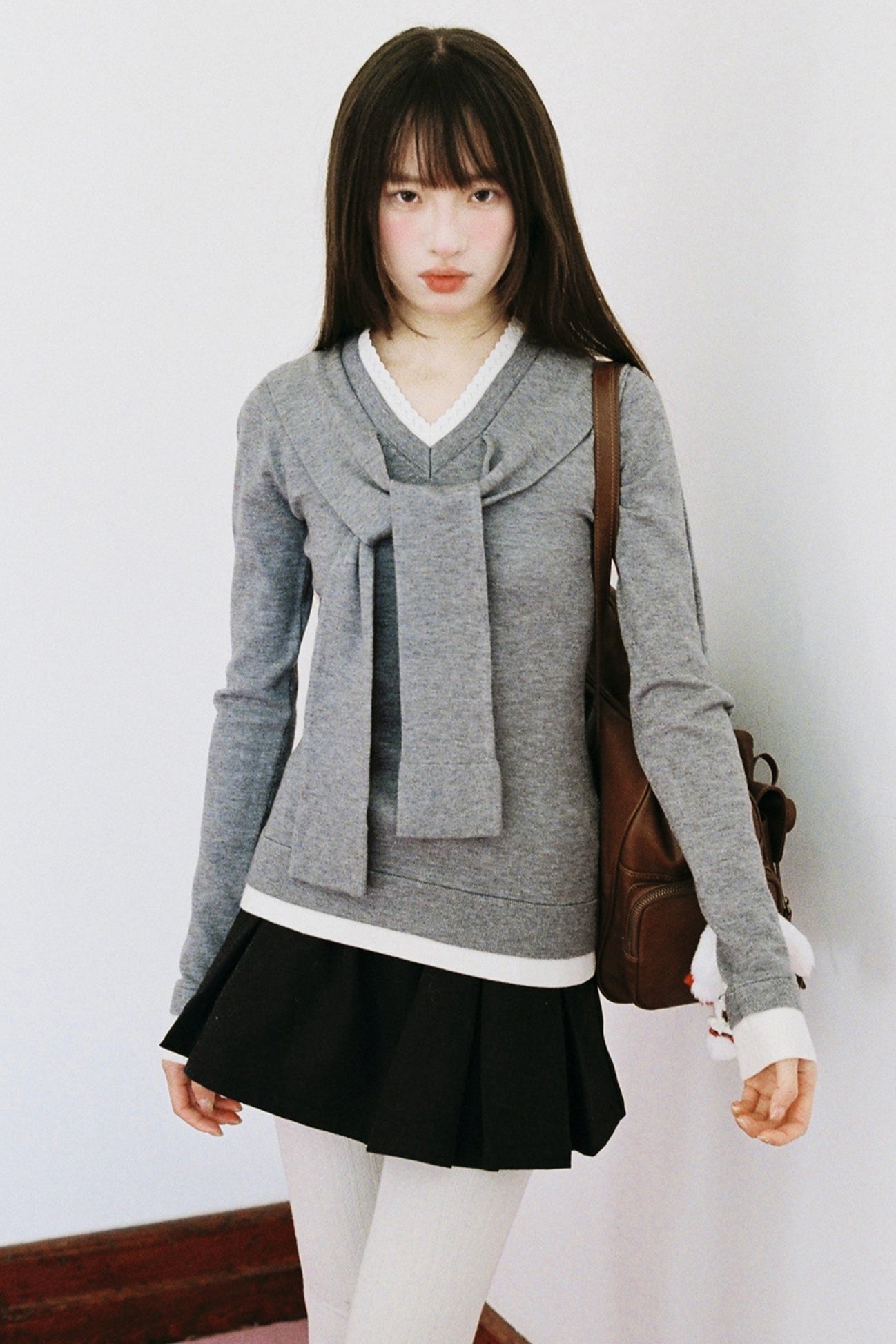 V-Neck College Knit Top