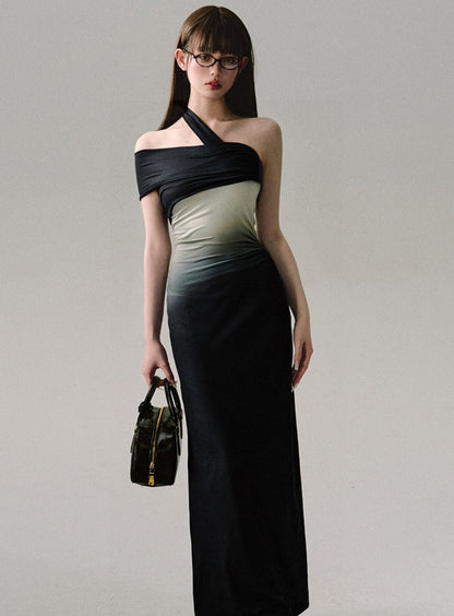 Black Gradient Slim Dress