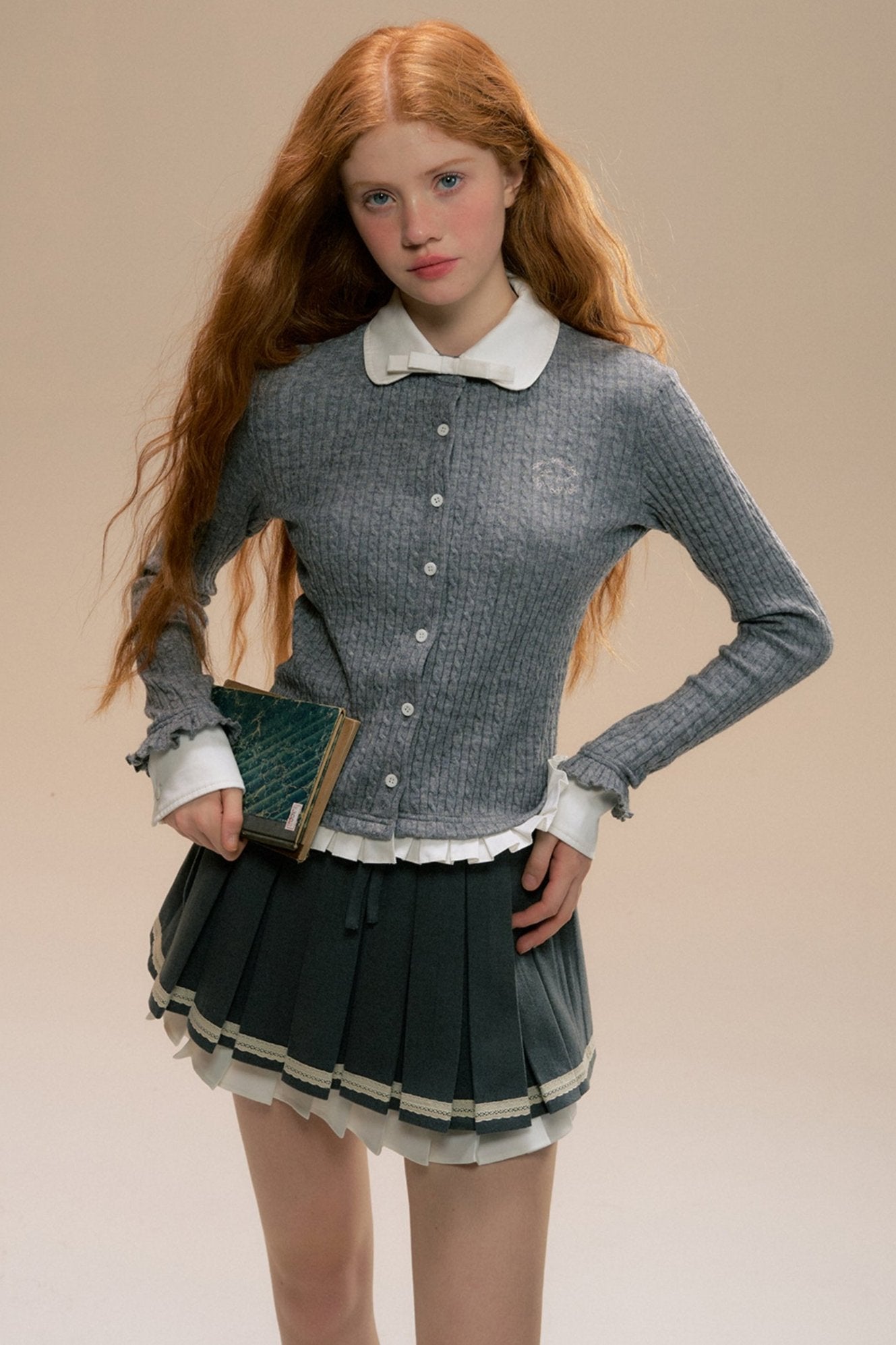 College Collar Long Sleeve Knit Top