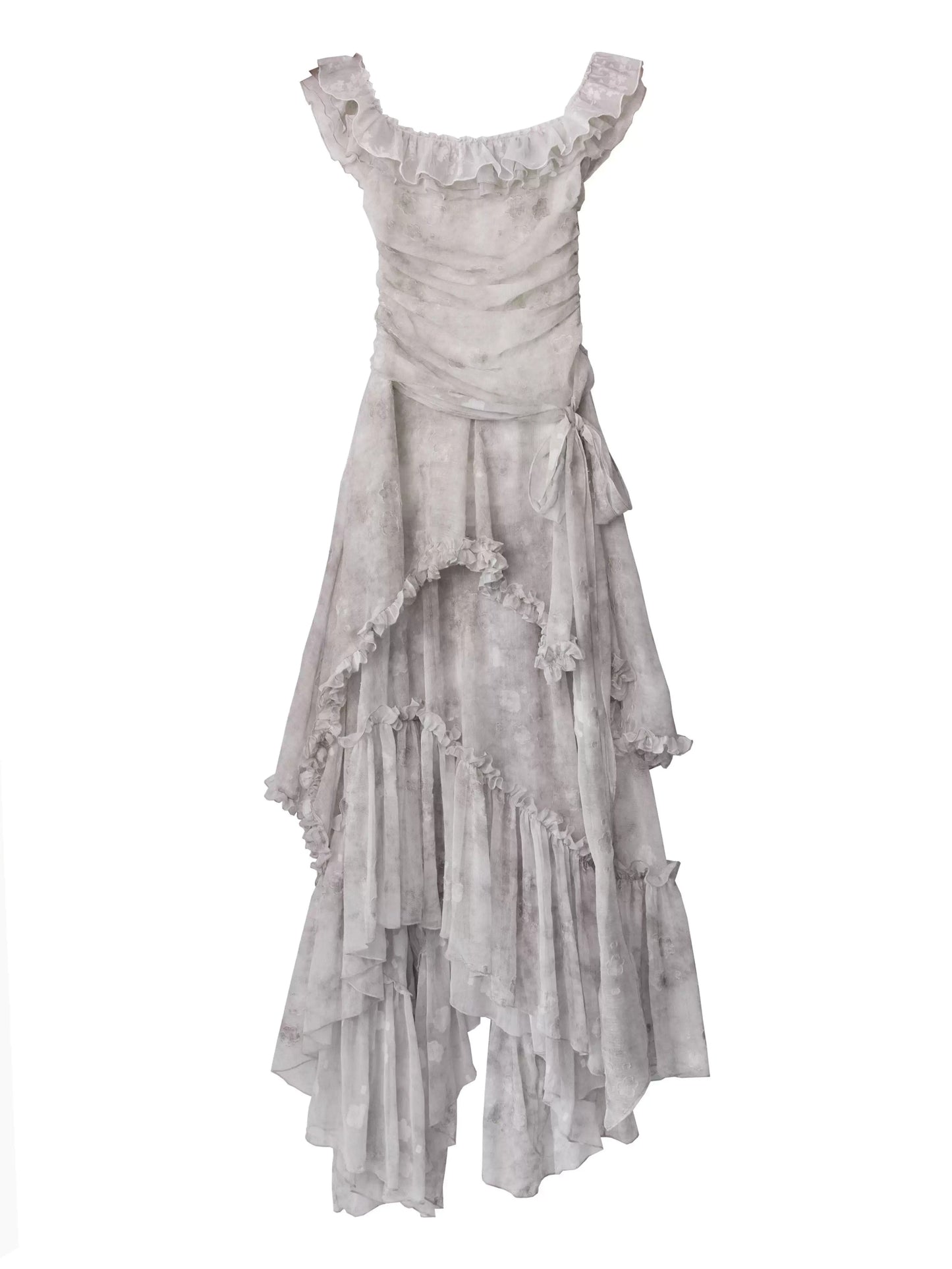 Vintage Gray Ruffle Dress
