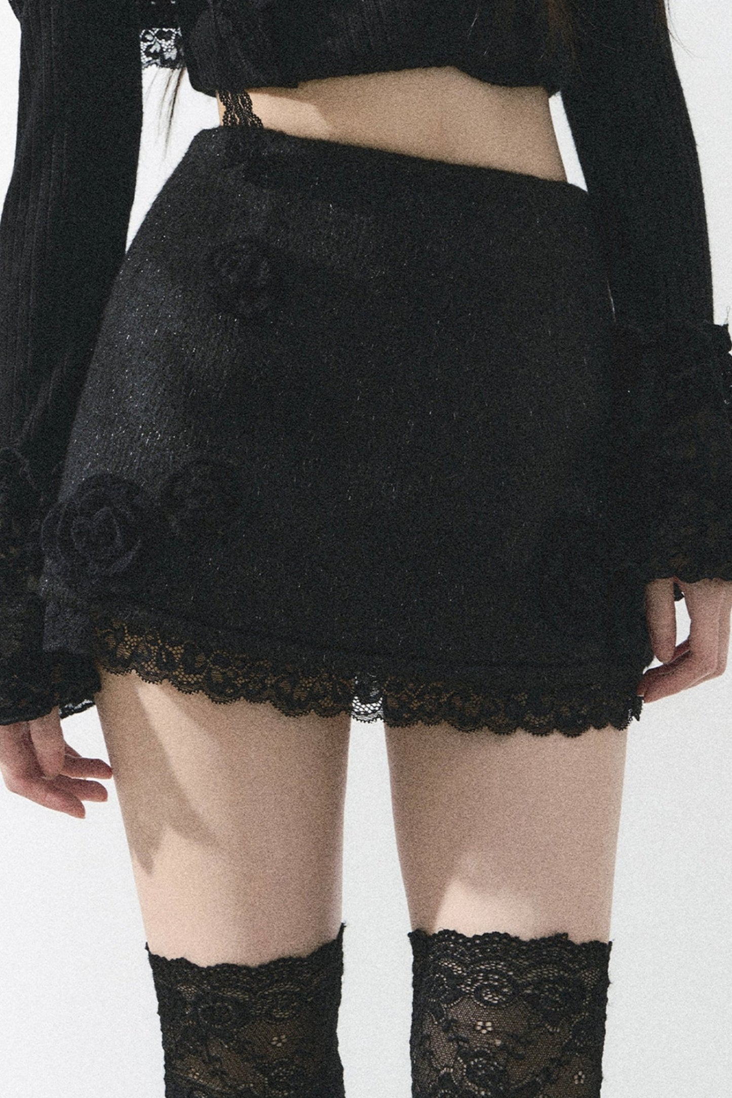 French Rose Lace Mini Skirt