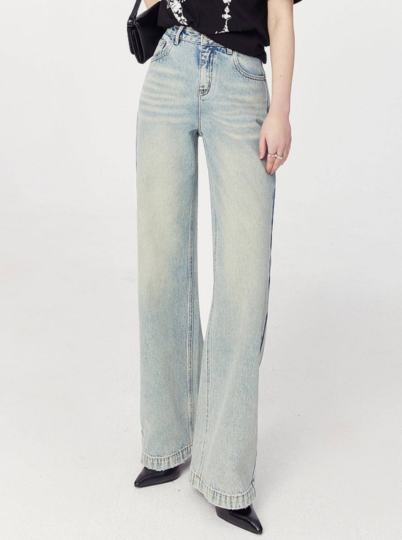 Vintage High-Waist Straight Jeans-Hose