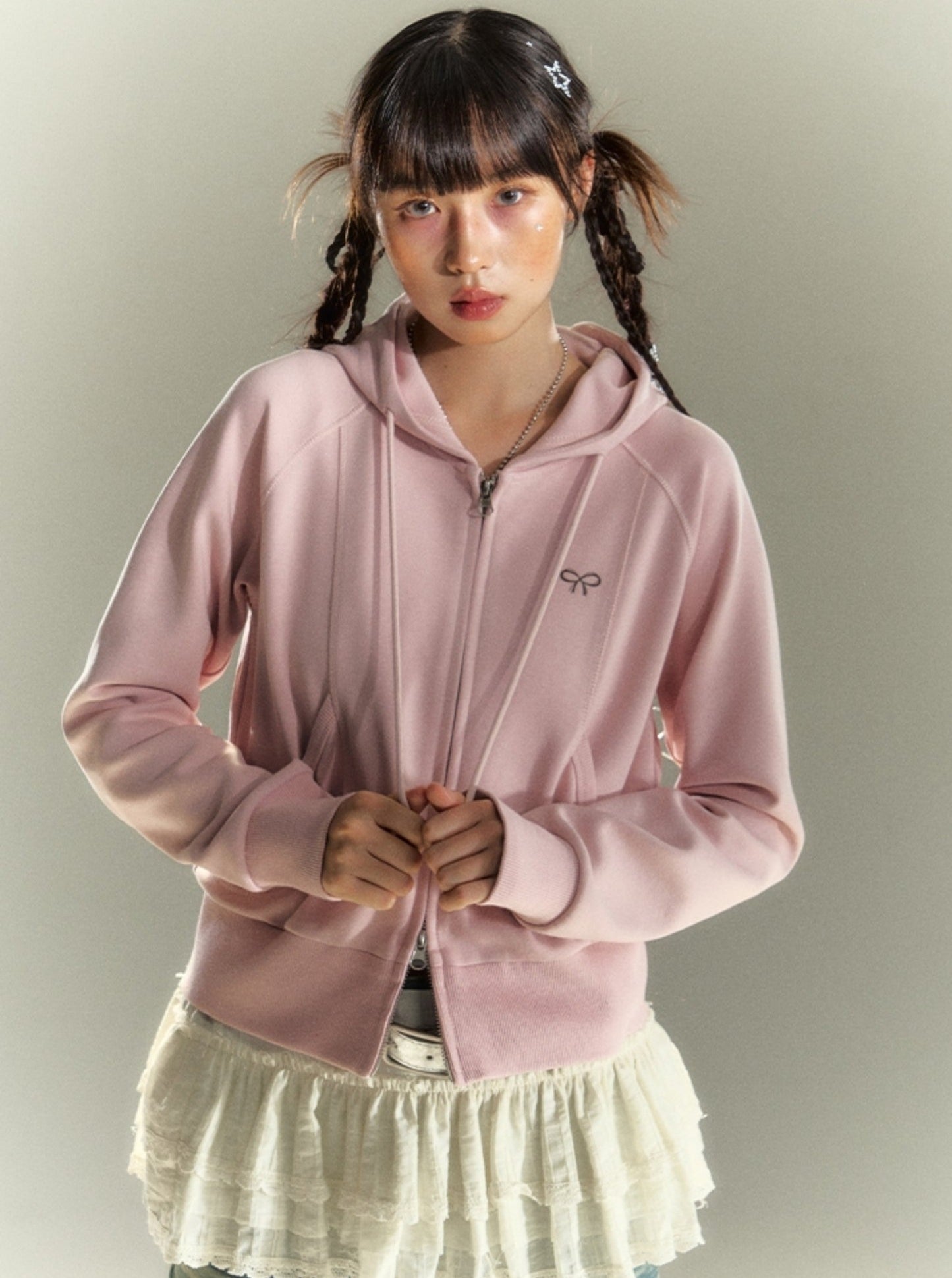 Babes Pink Double Zip Up Sweatshirt