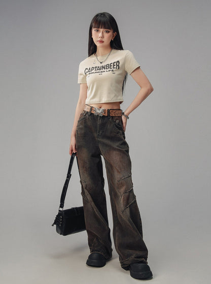 Waist Cropped Crew Neck T-Shirt