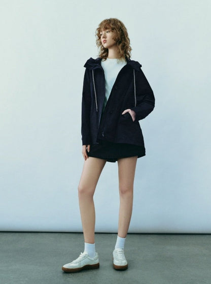 Hooded Drawstring Super Loose Trench Coat