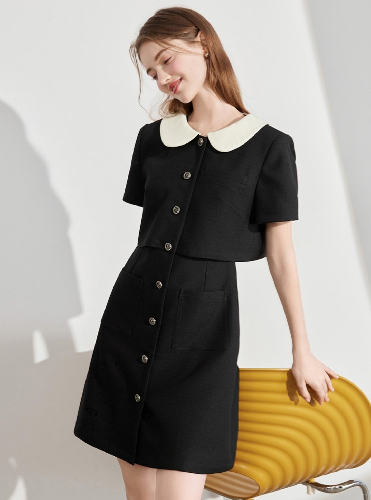 High-Waisted Doll Collar Dress