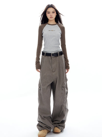 Skinny Versatile Cargo Wide-Leg Pants