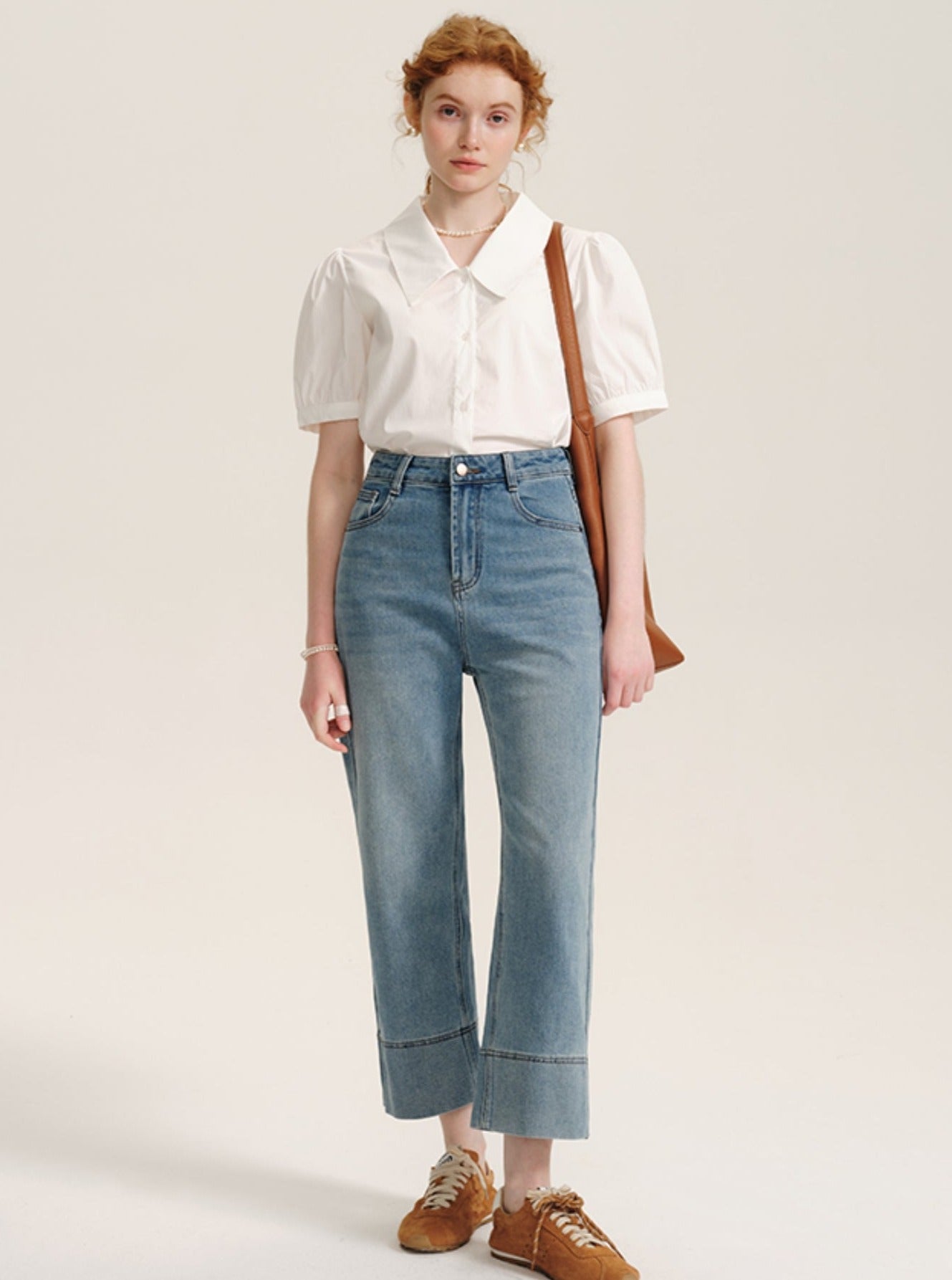 High-Waisted Cropped Pipe Pants