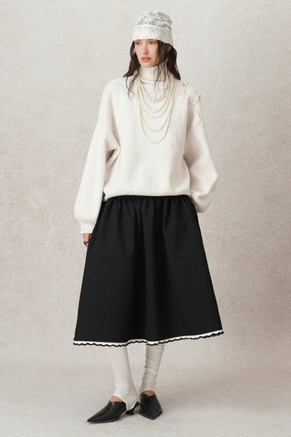 Kontrastierende Häkel-A-Linien-Puff-Rock 