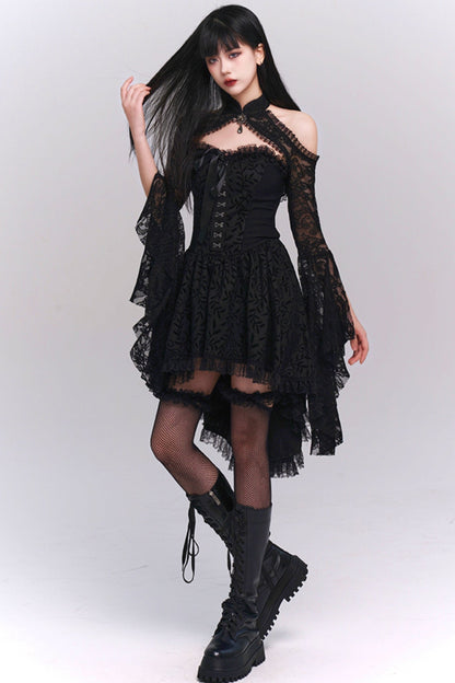 Halloween Party Black Bandeau Dress Set-UP