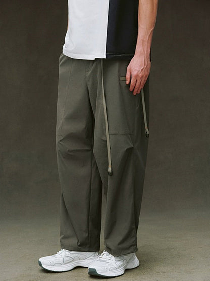 Workwear Style Webbing Straight Pants