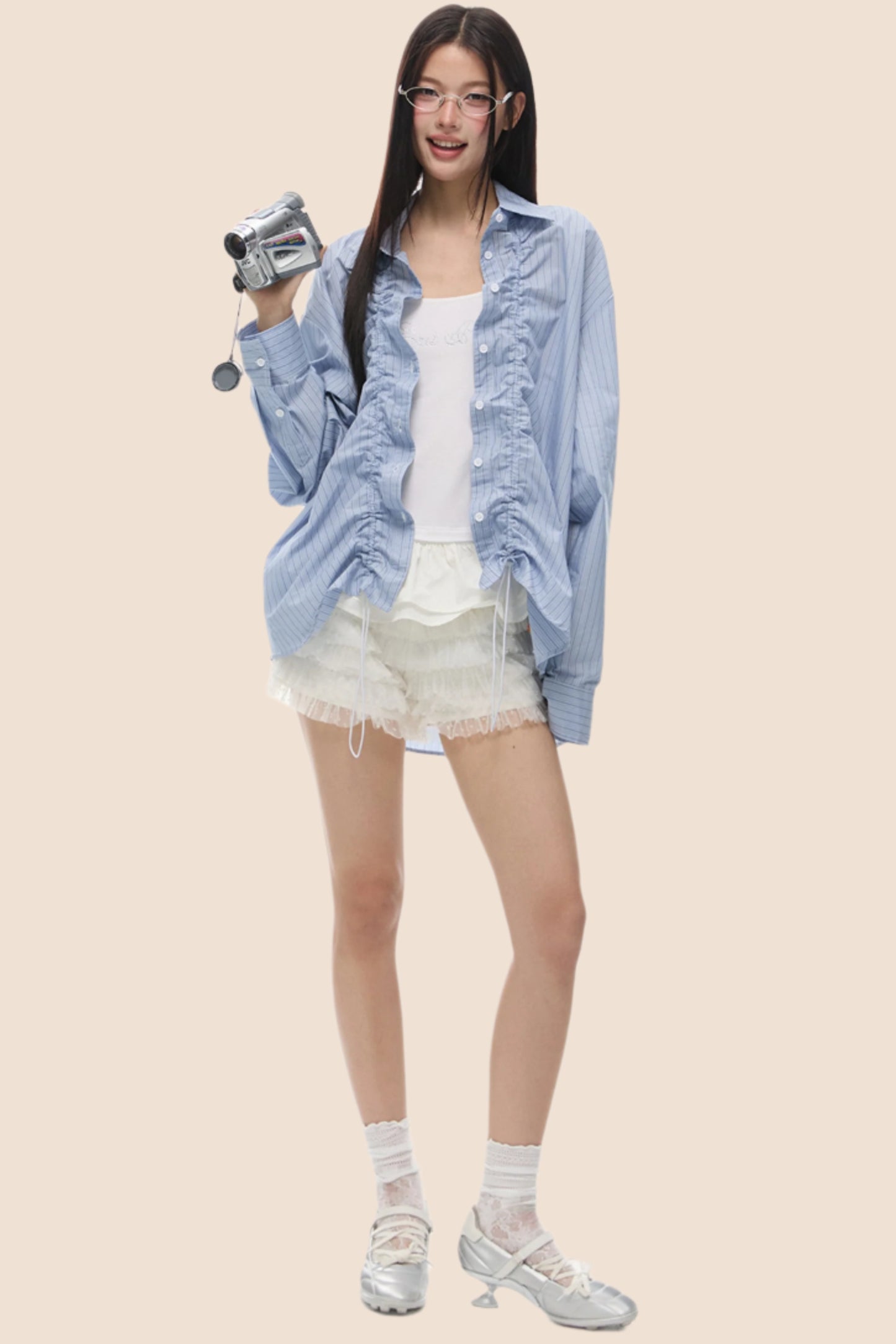 Loose Fit Gathered Shoulder Shirt