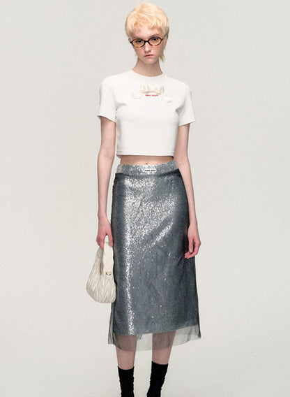 Summer Skin-Friendly Sequin Skirt