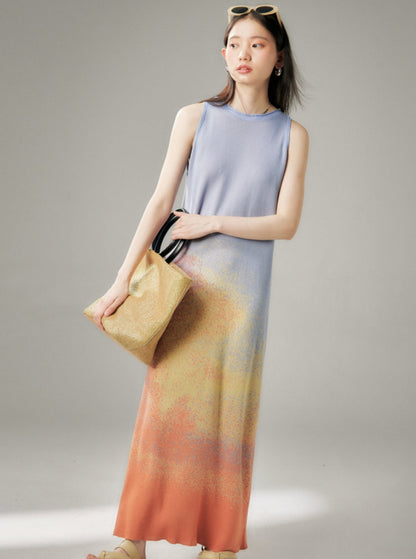 Gradient Ribbed Tencel Maxi Dress